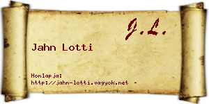 Jahn Lotti névjegykártya
